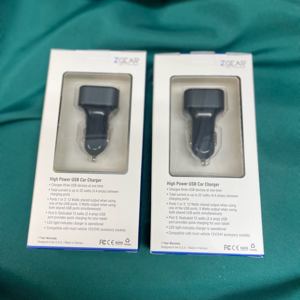 Dual USB Car Charger - Black Set of 2